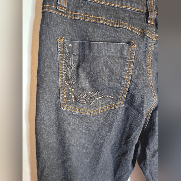 Cos Jeans Rhinestone Embroidered  Black Denim Pants  Size 12 - Picture 8 of 9